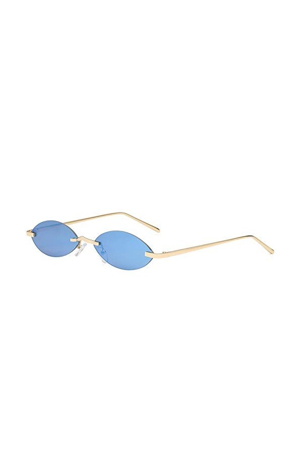 U/N Hommes Lunettes de Soleil ovales Femmes Lunettes de Soleil Vintage Petites Lunettes de Soleil sans Monture-1