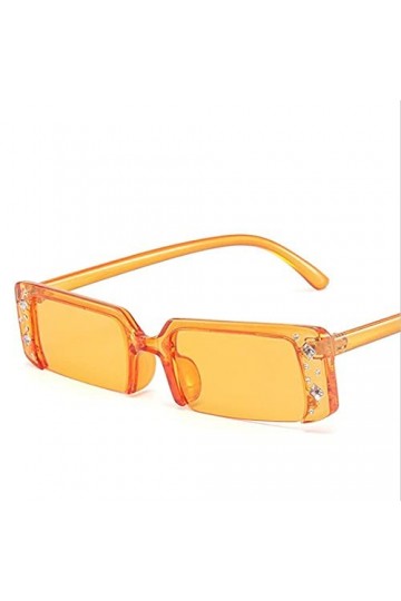 U/N Lunettes de Soleil à la Mode pour Femmes Lunettes de Soleil Semi-sans Monture Vintage pour Hommes Noir Jaune Rectangle Lu