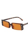U/N Lunettes de Soleil à la Mode pour Femmes Lunettes de Soleil Semi-sans Monture Vintage pour Hommes Noir Jaune Rectangle Lu