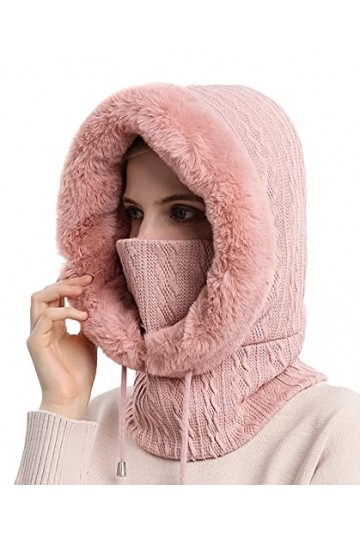 Ensemble de Masque Écharpe dhiver pour Femme Balaclava Chapeau de Ski Coupe-Vent Tour de Cou Moto