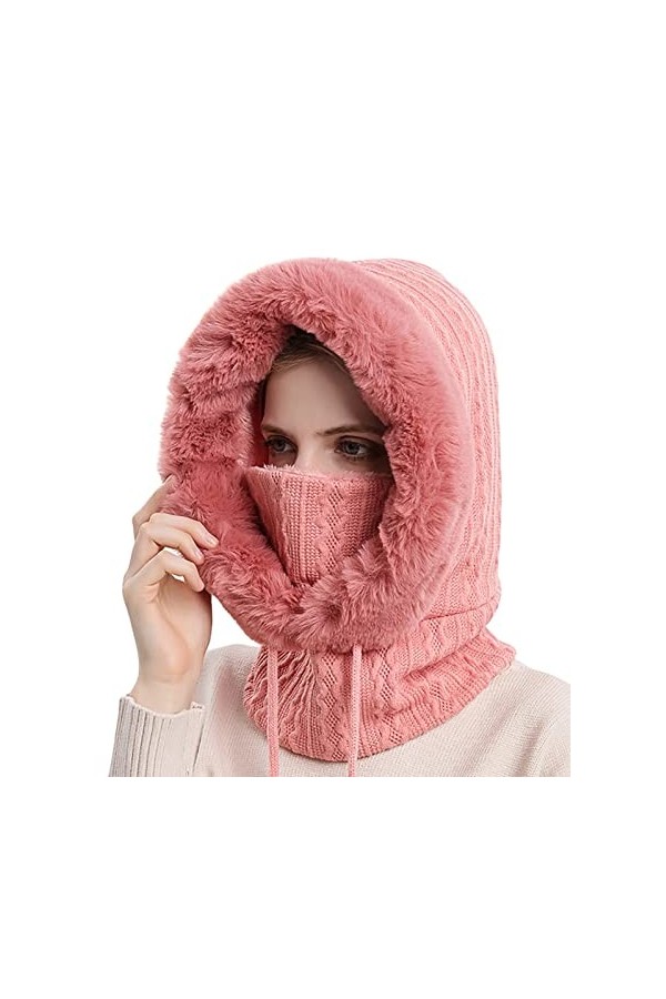 Ensemble de Masque Écharpe dhiver pour Femme Balaclava Chapeau de Ski Coupe-Vent Tour de Cou Moto
