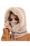 Ensemble de Masque Écharpe dhiver pour Femme Balaclava Chapeau de Ski Coupe-Vent Tour de Cou Moto