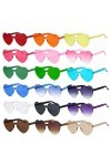 KBRAKSI 18 Paires Lunettes de Soleil Femme Coloré Lunettes Coeur Hippie Lunettes Soleil Sans Monture en Forme Coeur Transpare