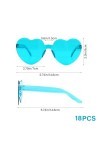 KBRAKSI 18 Paires Lunettes de Soleil Femme Coloré Lunettes Coeur Hippie Lunettes Soleil Sans Monture en Forme Coeur Transpare
