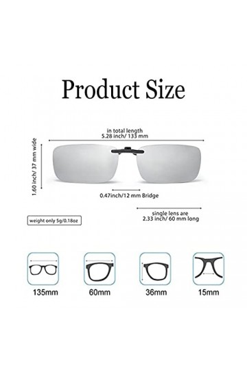 Manqyi 3 Paires Clip on Sunglasses, Polarized Clip-on Sunglasses, Clip Solaire, Clip polarisé Sur des, Clip Solaire Pour Lune