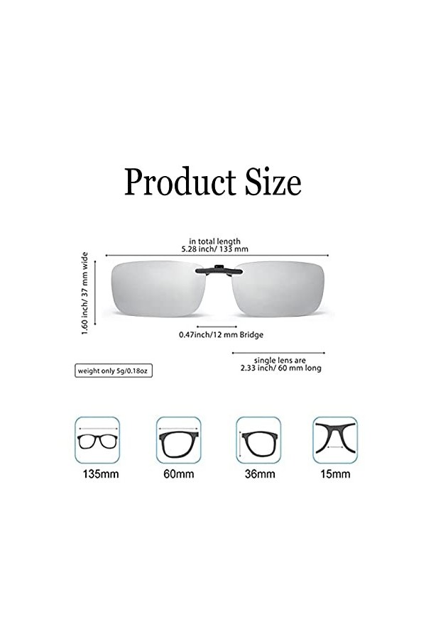 Manqyi 3 Paires Clip on Sunglasses, Polarized Clip-on Sunglasses, Clip Solaire, Clip polarisé Sur des, Clip Solaire Pour Lune