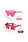 KBRAKSI 18 Paires Lunettes de Soleil Femme Coloré 9PCS Lunettes de soleil étoile sans cadre +9PCS Lunettes Coeur Hippie Lunet