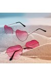 QincLing Lot de 3 lunettes de soleil en forme de cœur, lunettes daviateur, lunettes de soleil pour femme, couleur bonbon - L