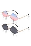 Auidy_6TXD Lot de 2 paires de lunettes de soleil sans bord nuage vintage Lunettes de soleil amusantes disco irrégulières flas