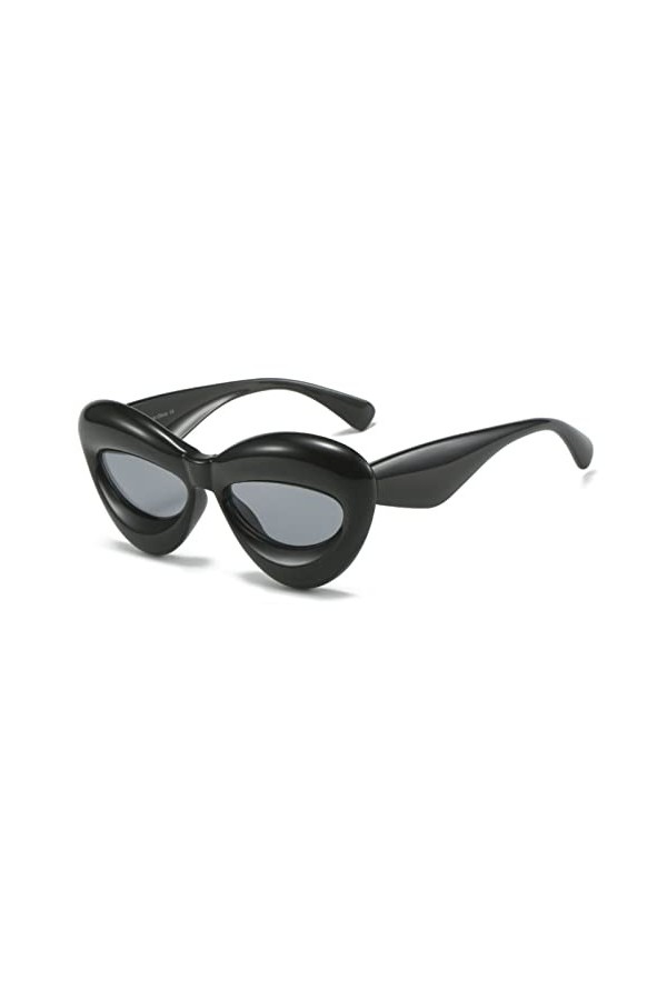 RUNHUIS Lunettes de soleil gonflées mignonnes de chat yeux femmes hommes sexy lèvre cadre épais lunettes surdimensionnées, no