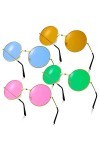 ALTcompluser Lot de 4 lunettes de soleil rondes classiques style hippie pour femme 60 70 80 90 hippie chic