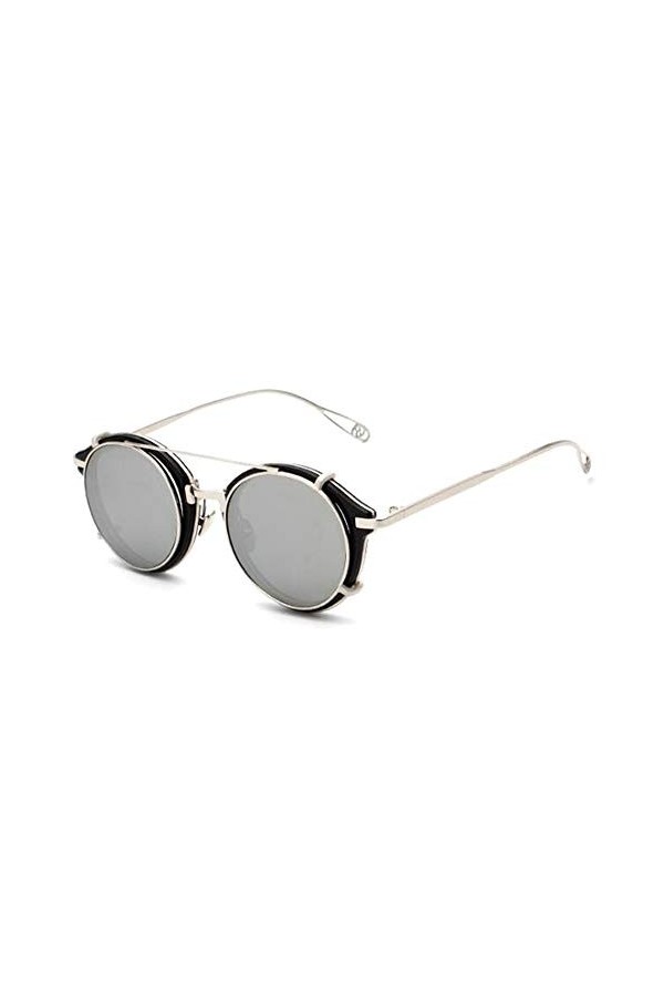 GEMSeven Hommes Femmes Punk Steampunk Rondes Amovibles Nuances Clear Lens Creux Lunettes De Soleil