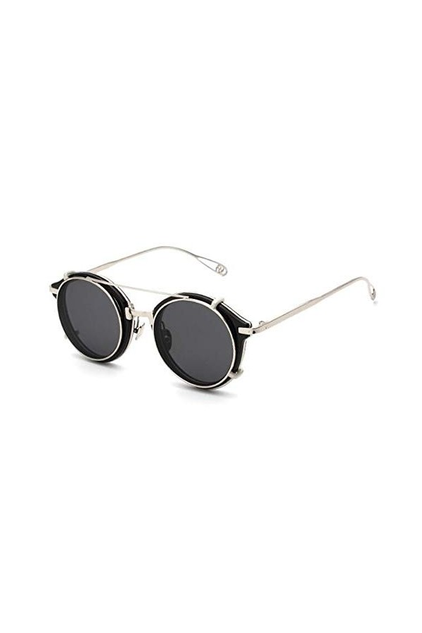 GEMSeven Hommes Femmes Punk Steampunk Rondes Amovibles Nuances Clear Lens Creux Lunettes De Soleil