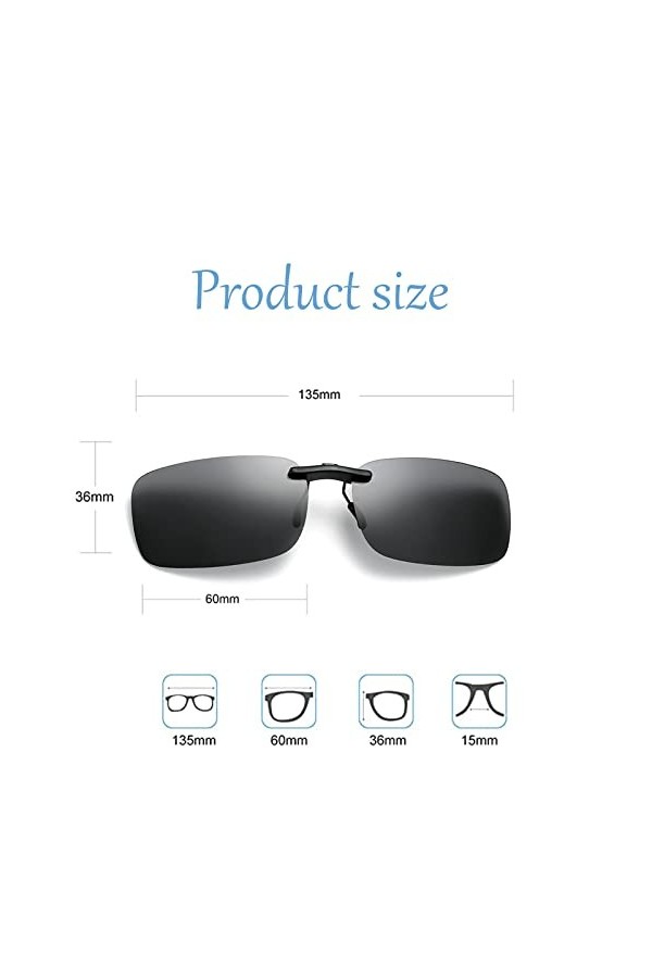 Fengguock 3 Paires Polarized Clip-on Sunglasses, Clip on Sunglasses, Polarized Over Prescription Glasses, Clip on Sunglasses 