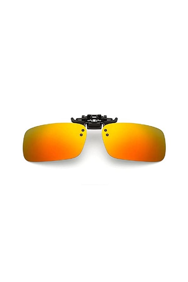 Lunettes de soleil à clip tendance polarisées de jour ou de nuit sur lunettes de vue pour conduite et extérieur, Rouge L