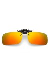 Lunettes de soleil à clip tendance polarisées de jour ou de nuit sur lunettes de vue pour conduite et extérieur, Rouge L