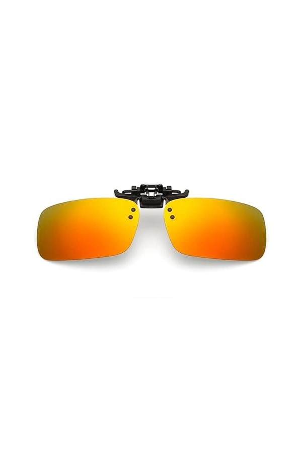 Lunettes de soleil à clip tendance polarisées de jour ou de nuit sur lunettes de vue pour conduite et extérieur, Rouge L