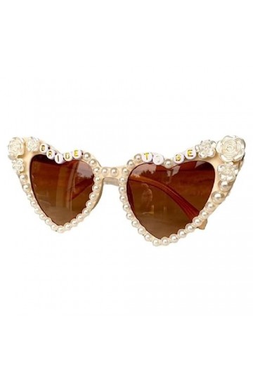 NAIXUE Lunettes de soleil de mariée en perles roses pour fête prénuptiale, fête de mariage, enterrement de vie de jeune fille