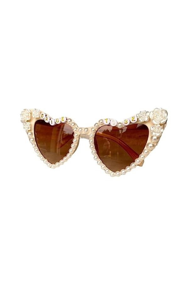 NAIXUE Lunettes de soleil de mariée en perles roses pour fête prénuptiale, fête de mariage, enterrement de vie de jeune fille
