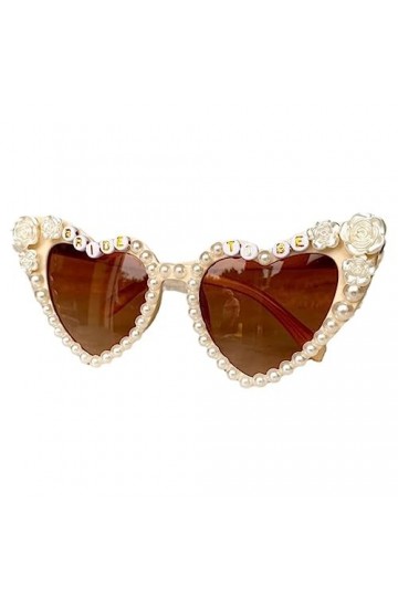 NAIXUE Lunettes de soleil de mariée en perles roses pour fête prénuptiale, fête de mariage, enterrement de vie de jeune fille