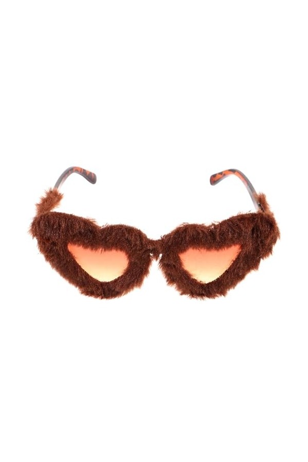 LIFKOME Femmes En Peluche Forme De Coeur Lunettes De Soleil Punk Floue Protection UV Lunettes De Chat Amour Lunettes Pour Fem