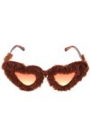 LIFKOME Femmes En Peluche Forme De Coeur Lunettes De Soleil Punk Floue Protection UV Lunettes De Chat Amour Lunettes Pour Fem