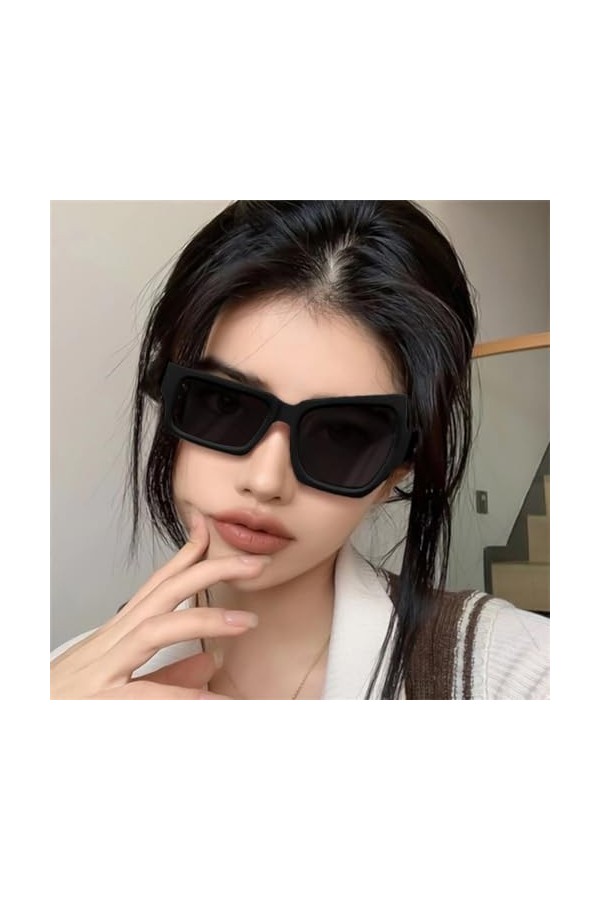 DAYUANDIAN Lunettes de soleil noires pour femmes et hommes, tendance, rétro, tendance, œil de chat irrégulier, Protection UV 