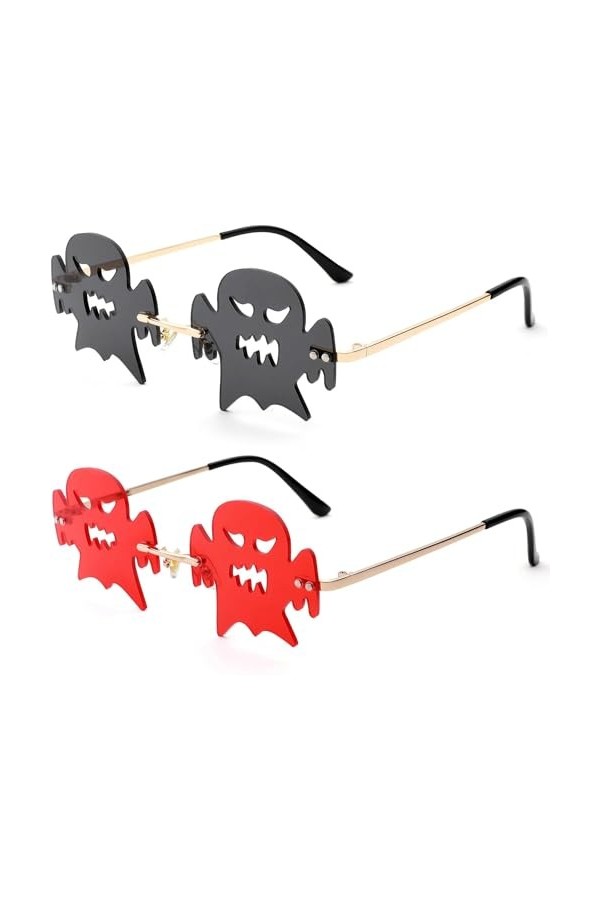 Theaque Lunettes de soleil sans monture en forme de cornes de diable en forme de cœur pour Halloween, pour homme et femme 7 