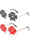 Theaque Lunettes de soleil sans monture en forme de cornes de diable en forme de cœur pour Halloween, pour homme et femme 7 