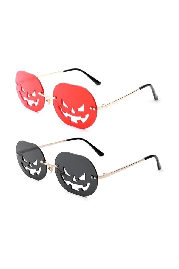 Theaque Lunettes de soleil sans monture en forme de cornes de diable en forme de cœur pour Halloween, pour homme et femme 7 