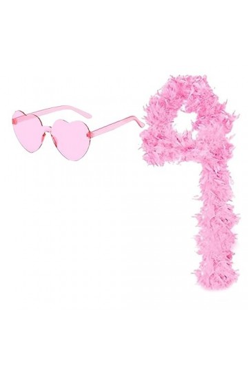 Frotox Costume de fête style occidental pour femme avec écharpe en plumes et lunettes de soleil en forme de cœur