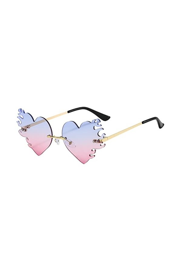 Lunettes de soleil pour femme - Lunettes de soleil sans monture - Lunettes de soleil amusantes - En forme de cœur - Lunettes 