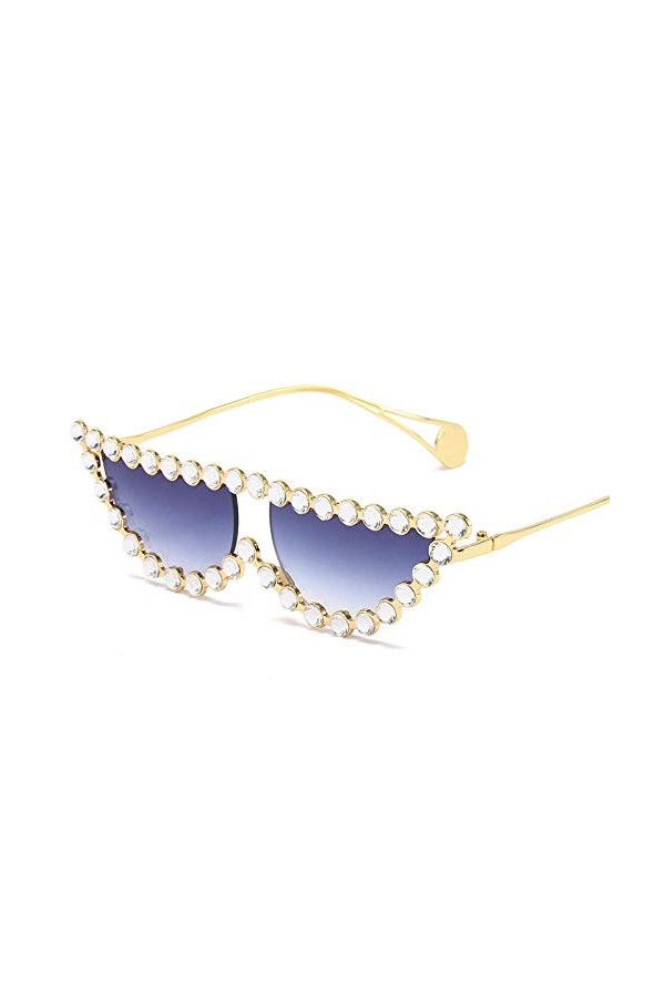 U/N Minuscule perle cadre lunettes de soleil femmes Vintage Triangle nuances strass lunettes de soleil pour femme métal-4