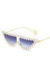 U/N Minuscule perle cadre lunettes de soleil femmes Vintage Triangle nuances strass lunettes de soleil pour femme métal-4