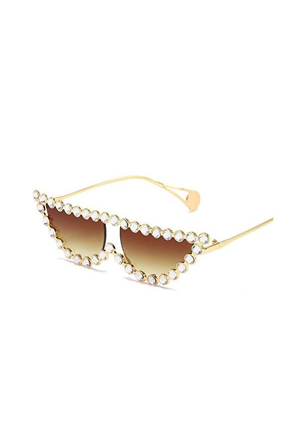 U/N Minuscule perle cadre lunettes de soleil femmes Vintage Triangle nuances strass lunettes de soleil pour femme métal-4
