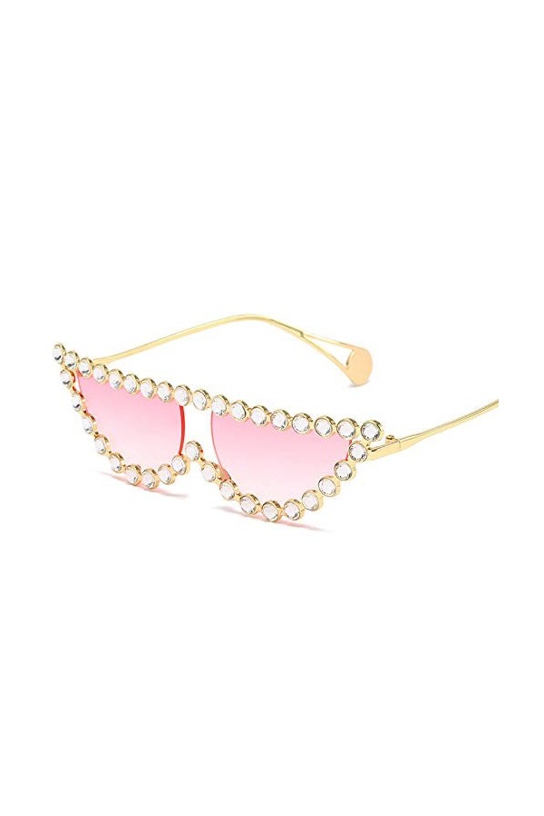 U/N Minuscule perle cadre lunettes de soleil femmes Vintage Triangle nuances strass lunettes de soleil pour femme métal-4