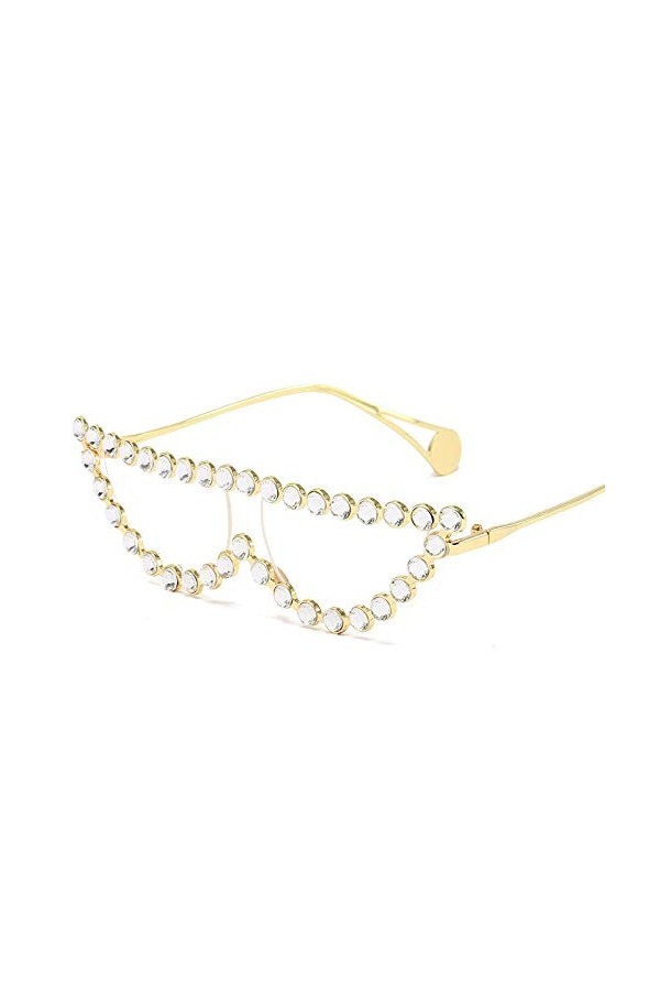 U/N Minuscule perle cadre lunettes de soleil femmes Vintage Triangle nuances strass lunettes de soleil pour femme métal-4