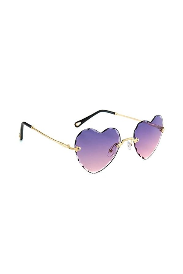 WUURAA Lunettes De Soleil En Forme De Coeur Femmes Lunettes De Soleil Sans Monture Coeur Lunettes De Soleil Coeur Lunettes Lu