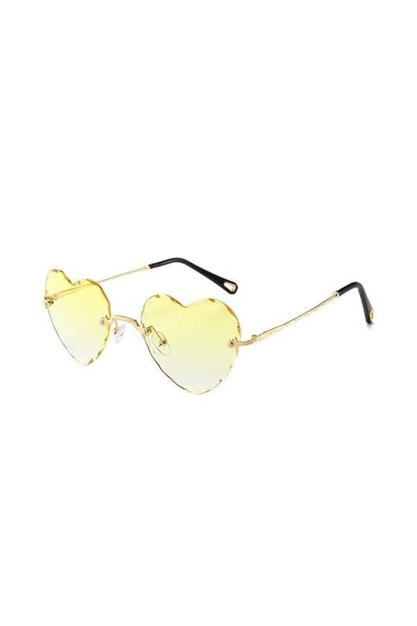 WUURAA Lunettes De Soleil En Forme De Coeur Femmes Lunettes De Soleil Sans Monture Coeur Lunettes De Soleil Coeur Lunettes Lu