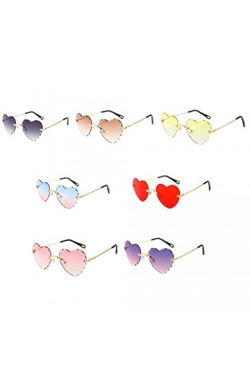 WUURAA Lunettes De Soleil En Forme De Coeur Femmes Lunettes De Soleil Sans Monture Coeur Lunettes De Soleil Coeur Lunettes Lu