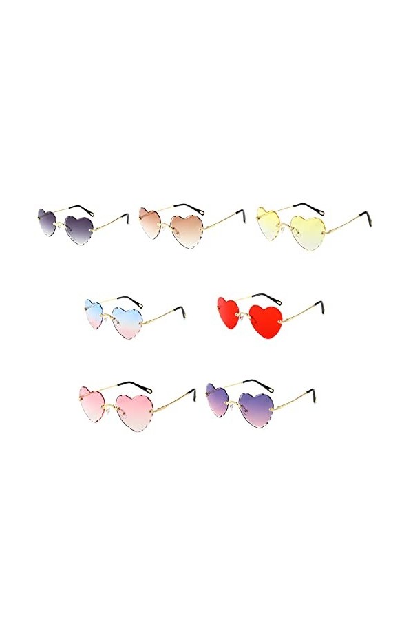 WUURAA Lunettes De Soleil En Forme De Coeur Femmes Lunettes De Soleil Sans Monture Coeur Lunettes De Soleil Coeur Lunettes Lu