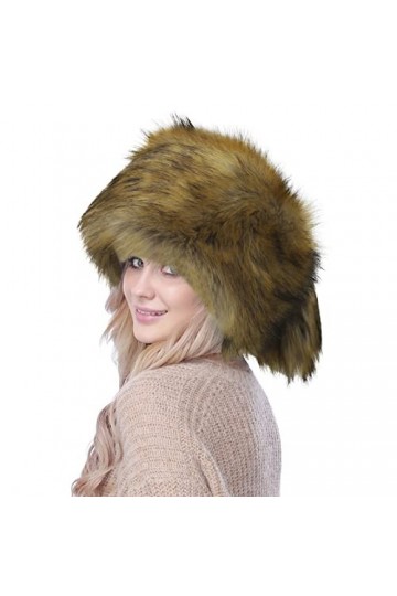 NICEYEA Bonnet en fourrure pour femme - Bonnet en fourrure synthétique russe - Cache-oreilles - Faux renard - Chaud - Bonnet 