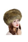 NICEYEA Bonnet en fourrure pour femme - Bonnet en fourrure synthétique russe - Cache-oreilles - Faux renard - Chaud - Bonnet 