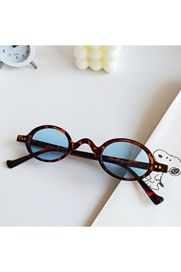 Enfants Mode Design Rétro Petit Ovale Lunettes de Soleil Vintage Shades Lunettes de Soleil pour Hommes Femmes Anti-lumière Bl