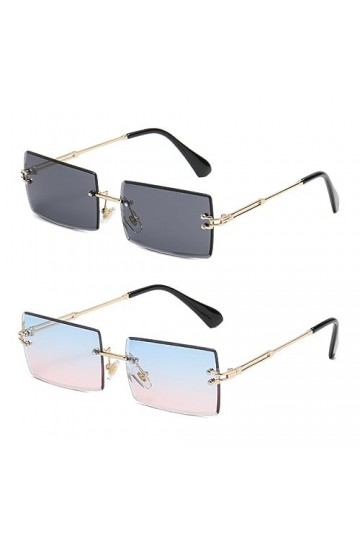 USTNIR Classique Mode Rectangle Lunettes de Soleil Rétro Sans Monture pour Femmes Hommes Protection UV400