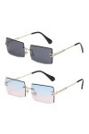 USTNIR Classique Mode Rectangle Lunettes de Soleil Rétro Sans Monture pour Femmes Hommes Protection UV400