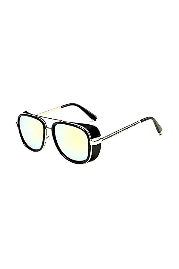 KIRALOVE Lunettes de soleil - - femme - homme - unisexe - monture dorée - verres verts - lunettes de soleil garçon iron man