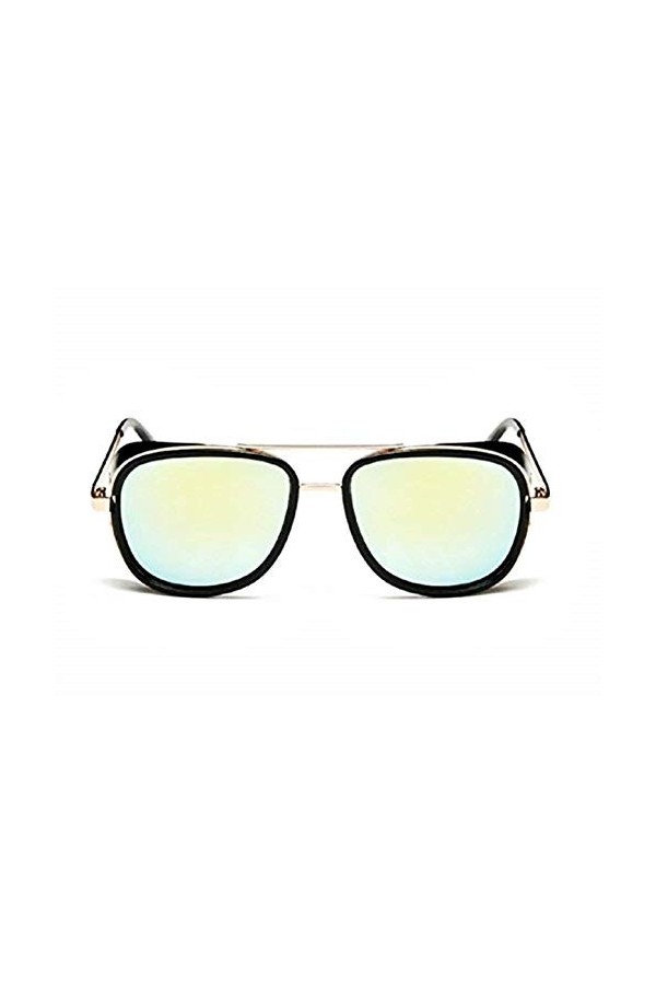 KIRALOVE Lunettes de soleil - - femme - homme - unisexe - monture dorée - verres verts - lunettes de soleil garçon iron man