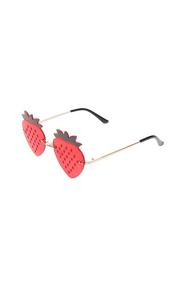 jojofuny 1 Paire Verres à La Fraise Lunettes De Soleil De Mode Pour Femmes Lunettes De Soleil Sans Monture Lunettes De Soleil