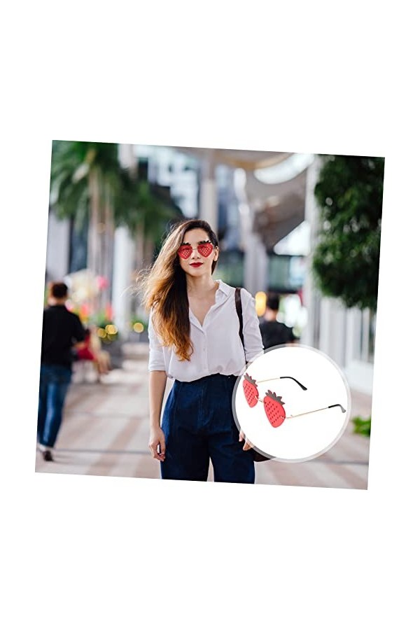 jojofuny 1 Paire Verres à La Fraise Lunettes De Soleil De Mode Pour Femmes Lunettes De Soleil Sans Monture Lunettes De Soleil